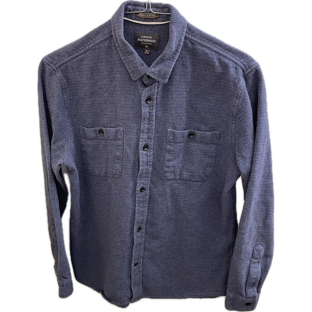 Quiksilver Waterman Mens Small Woven Flannel Shirt Comfort Fit Surf   BLUE
